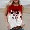 Women's Round Neck Casual Sleeveless Halloween Printed Vest T-Shirt Top
