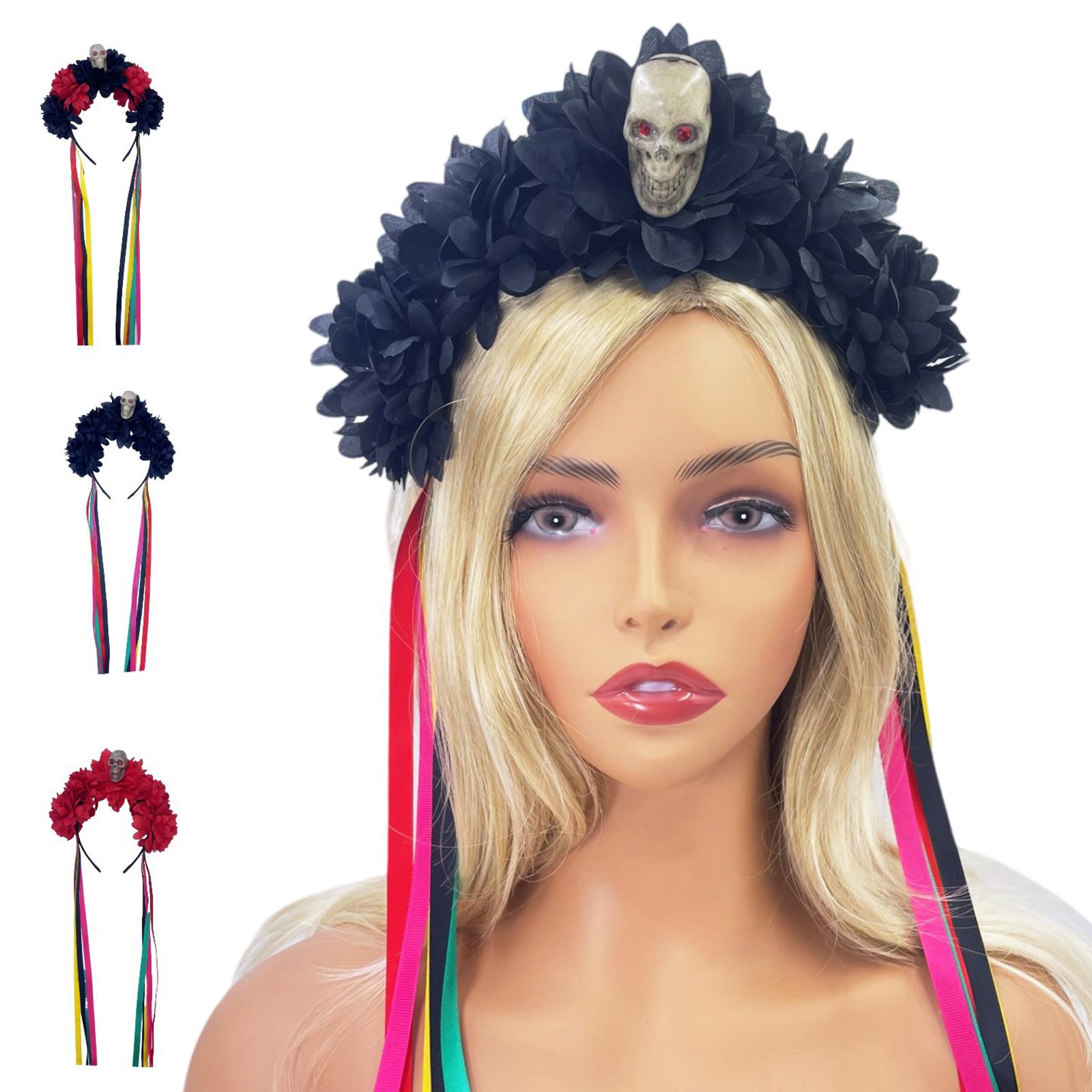 

Gothic Skull Witch Party Rose Hair Hoop Halloween Skull Role Play Costume Proms Party Live Show Headwear C