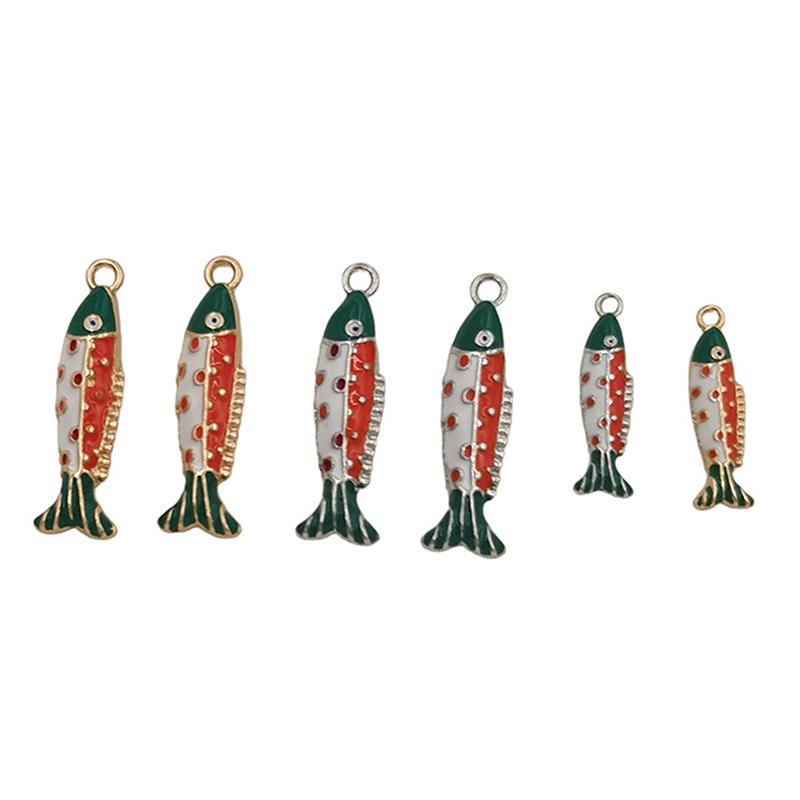 2Pcs Colorful Enamel Fish Charms Cute Design Perfect For Diy Jewelry Making Necklace Bracelet Earring Crafts
