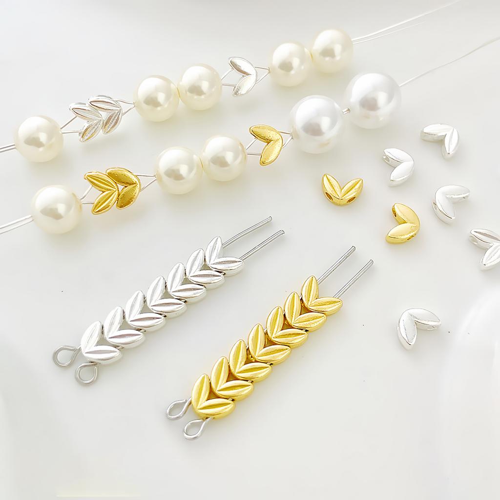 20 Stück Abstandsperlen mit Doppelloch für die Schmuckherstellung, einfach zu verwendende Perlen in Malzform, Trenner für Halsketten und Ohrringe.