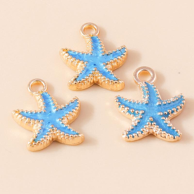 Leslie 10pcs Mix Cute Enamel Marine Organism Starfish Charms Pendants of Necklace Earrings Keychain Handemade DIY Jewelry Making