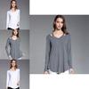 Simple Solid Color Off Shoulder Design Women Long Sleeved Top For Fall Comfort