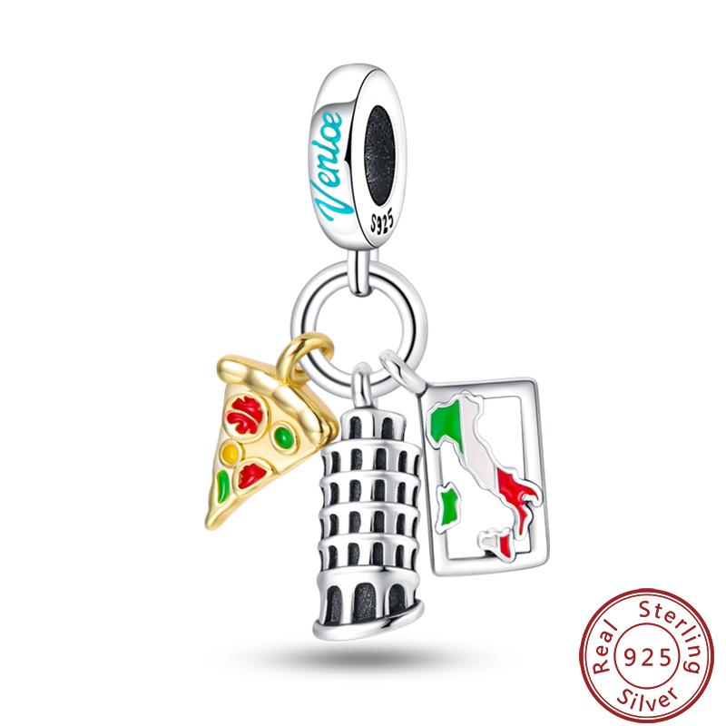 Seria Słynna Architektura Miedziana Wieża Eiffla Łuk Triumfalny Koloseum Charms Koraliki 3mm DIY Tworzenie Drobnej Biżuterii