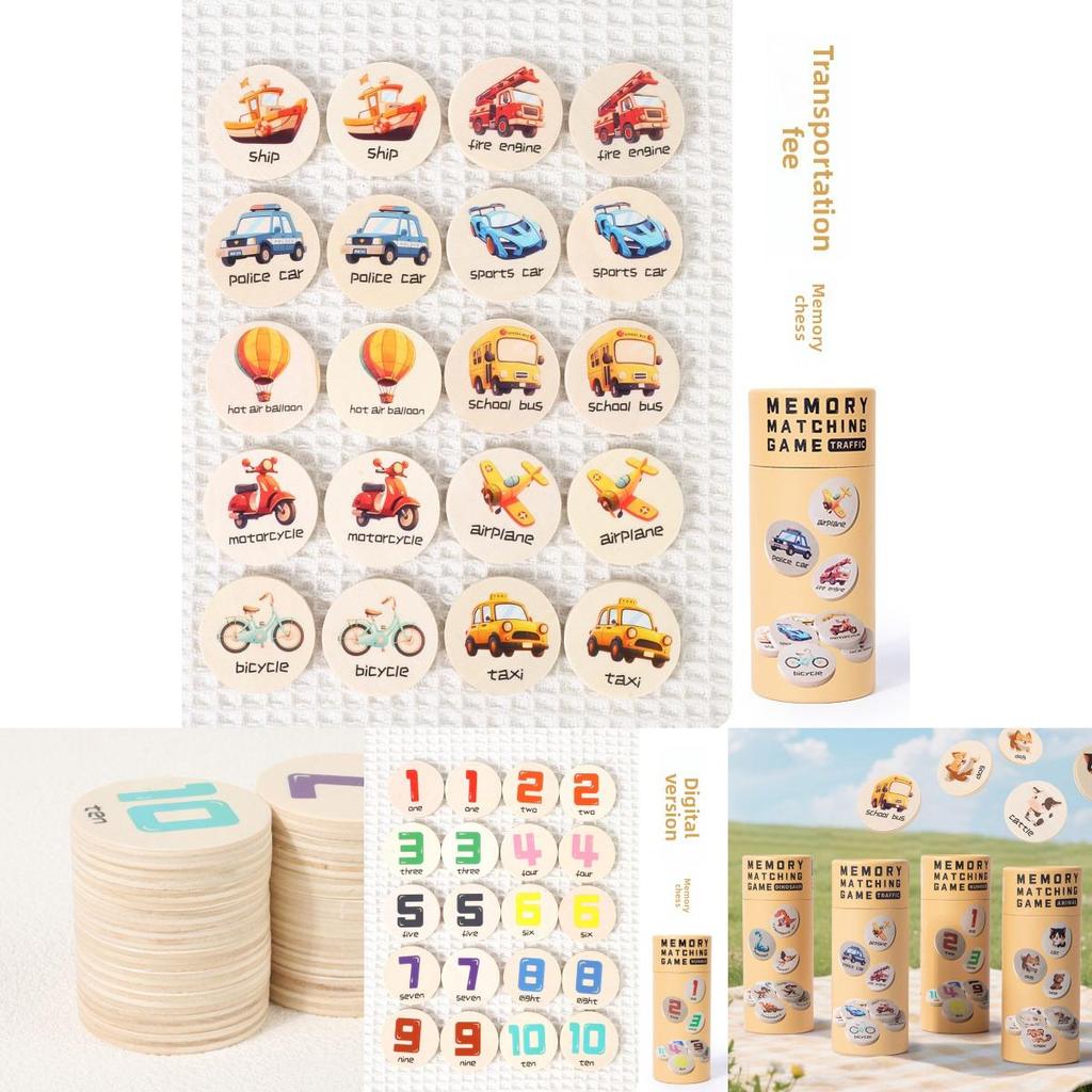 Wooden Dinosaur Memory Matching Game For Kids Educational Brain Training Toys
