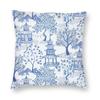 45x45cm Blaue Weide Chinesisches Blau-Weißes Porzellan Inspiriertes Kissenbezug Wohnzimmer Kissenbezug Quadratischer Kissenbezug Kissenhülle