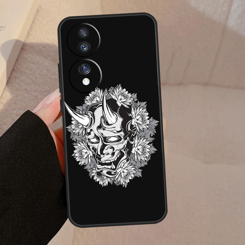 Japanese Oni Hannya Demon Mask For Honor 90 70 50 Lite Magic 5 Pro 8X 9X Phone Case For Honor X8a X9a X7a X6a X9 X7 X8 X9b