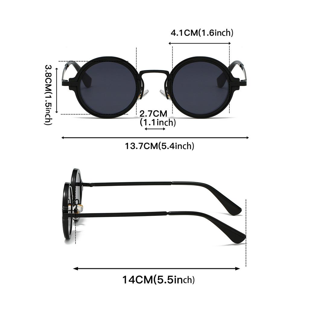 New Retro Round Frame Sunglasses Men Steampunk Style Outdoor Driving Photography Fashion Accessories