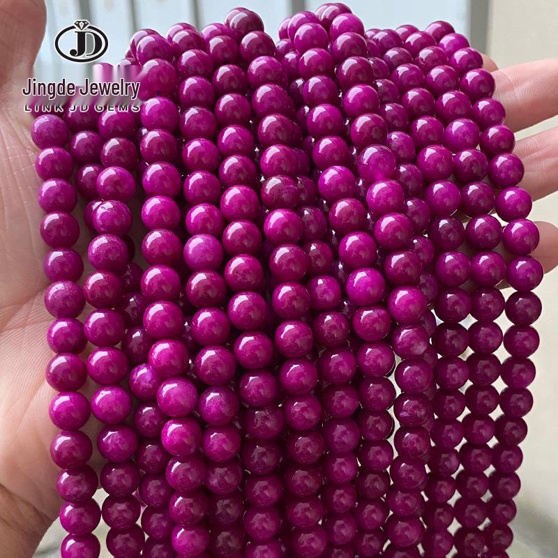 Jingde Purple Chalcedony Jade Bracelet Beads, DIY Jewelry Accessories