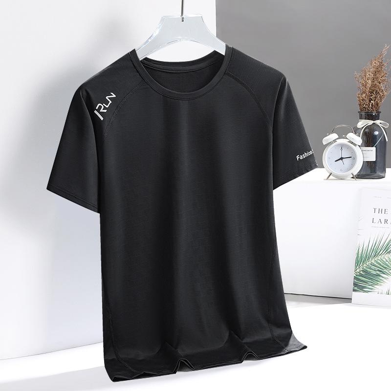 Men's Ice Silk Short Sleeve Summer Casual Plus Size Men's Sports Casual T-shirt