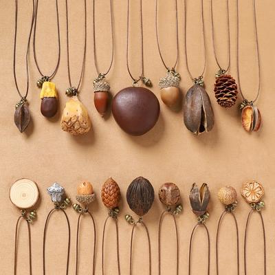 Plant Fruit Acorn Pendant Simple Long Sweater Chain Retro Literary Niche Woven Necklace Women's Accessories