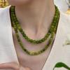 Olive Green Agate Beaded Necklace - Luxurious and Elegant Collar Chain - Emerald Green Agate Necklace