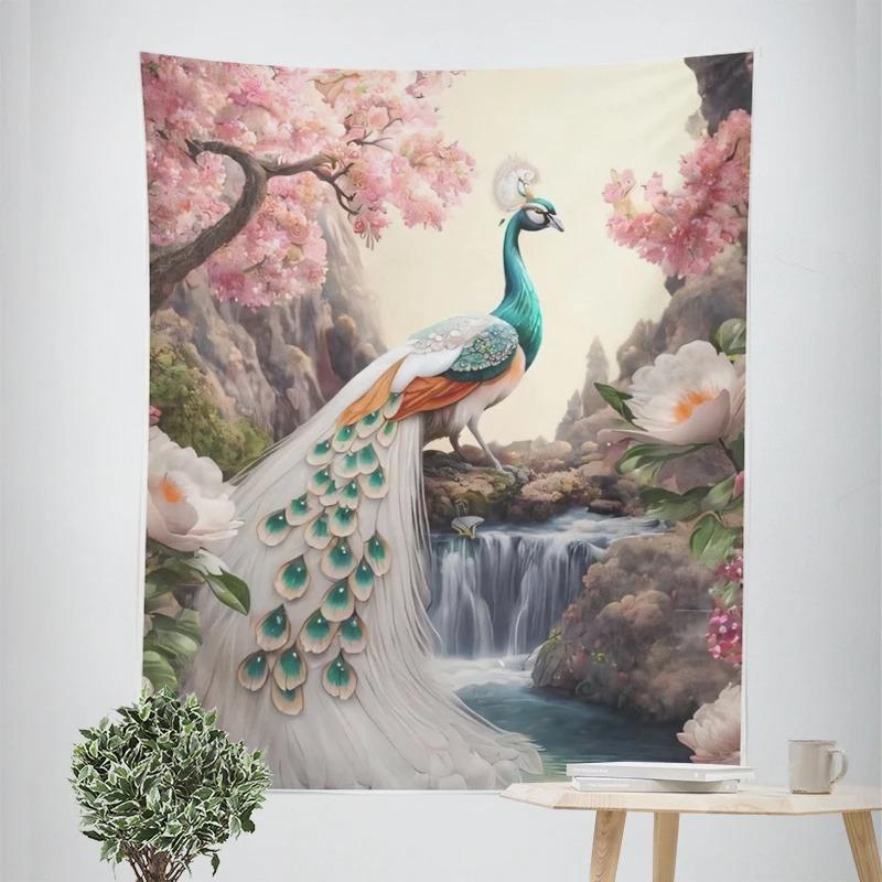 Landscape Peacock Decorative Tapestry Home Wall Decor Office Living Room Tapestry