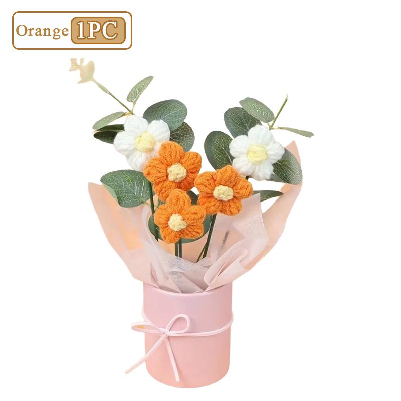 

1-10PCS Knit Flower Bouquet New Year Gift Ideal for Mothers Day Valentines Birthday Anniversary Home Decoration Handmade