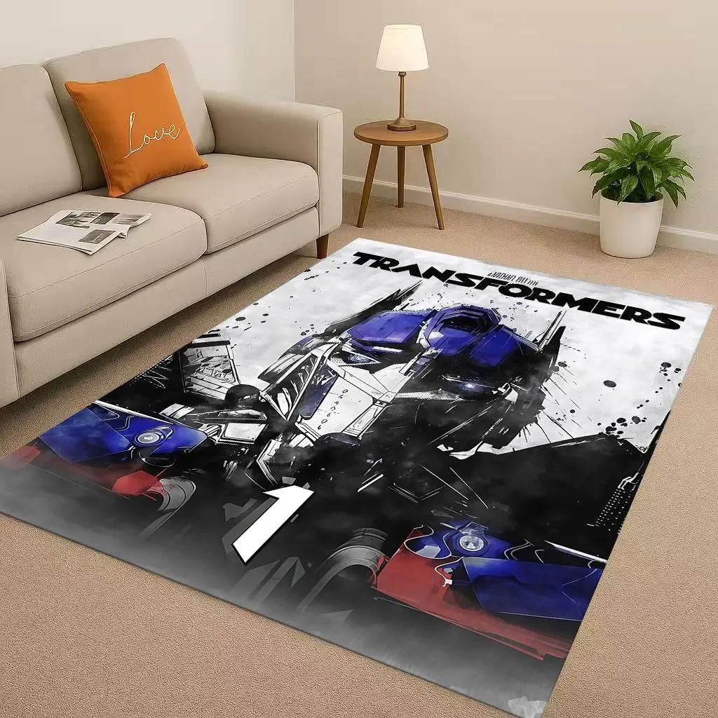 3D T-Transformers Optimus Prime Bumblebee Cartoon Living Room Non-Slip Area Rug Carpet For Bedroom Sofa,Easy Clean Home Doormat