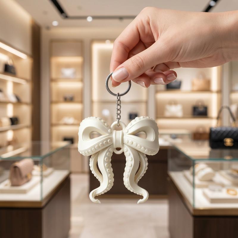 Colorful Korean Octopus Tentacle Bow Keychains Fun 3D Printed Bag Pendant Accessory For Bags Keys And Creative Gift