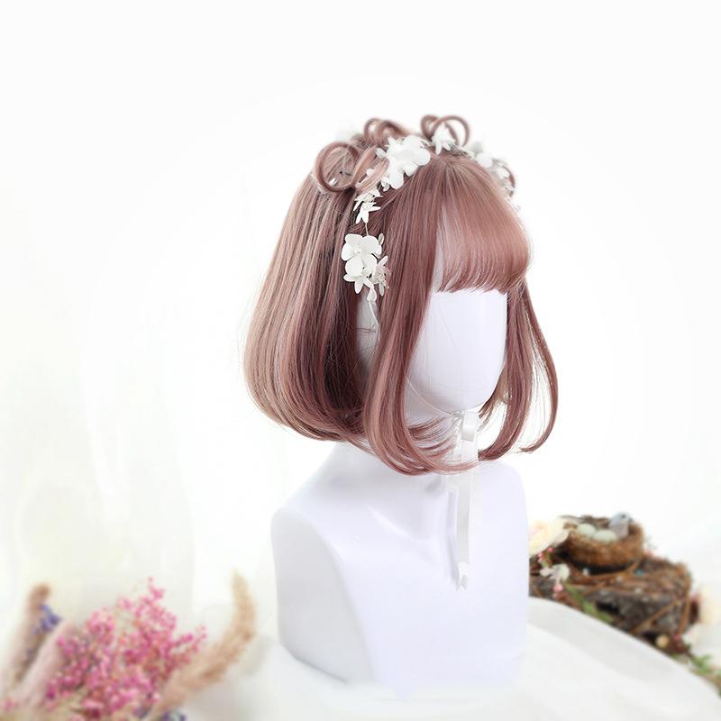 Donna Frangia Capelli Corti Capelli Ricci Uso Quotidiano Capelli Sintetici Lolita