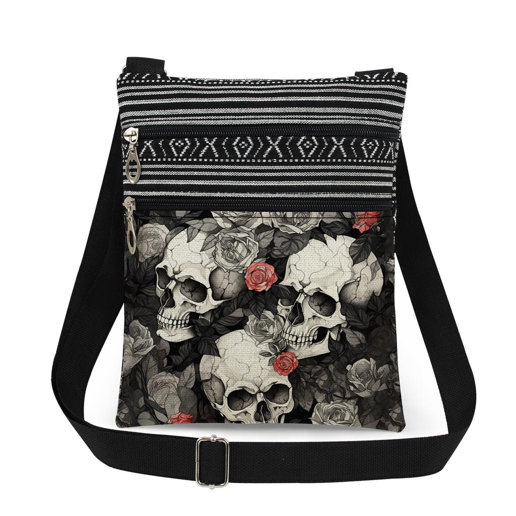 1PC Skeleton Print Tote Bags Women Shoulder Handbags Postman Package 6915