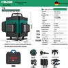 12-Line Green Laser Level with Infrared, Outdoor Strobe, Wall & Floor Mount, Automatic Leveling, Water-Resistant