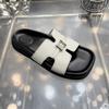 Soft-soled Comfortable, Fashionable and Versatile One-word Cool Slippers 2025 Summer New Soft Leather Simple Outer Wear Open-toed Sandal Holder