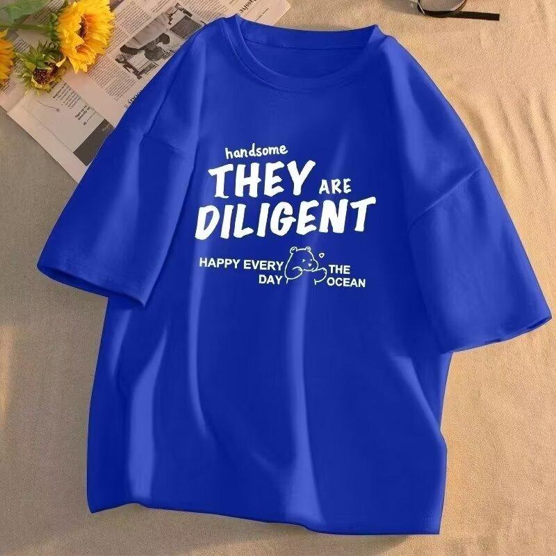 

Футболка с коротким рукавом мужская модная брендовая летняя свободная с рукавом пять четвертей модная в стиле минимализма с принтом 3XL темно-синий