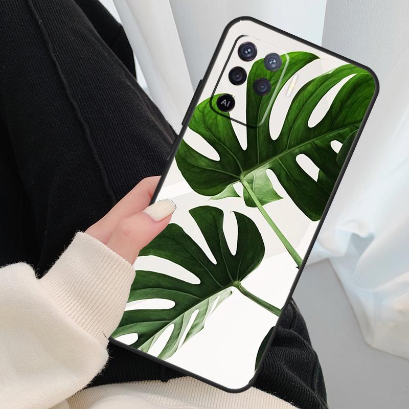 Leaves Monstera Green Case For Oppo A17 A57 A77 A40 A78 A54 A74 A94 A76 A16 A96 A18 A60 A80 A38 A58 A98 A15 A5 Pro