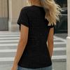 Spring Summer New Women's Knit Short Sleeve T-shirt, European American Style Crew Neck Button Design Slim Fitted Tops