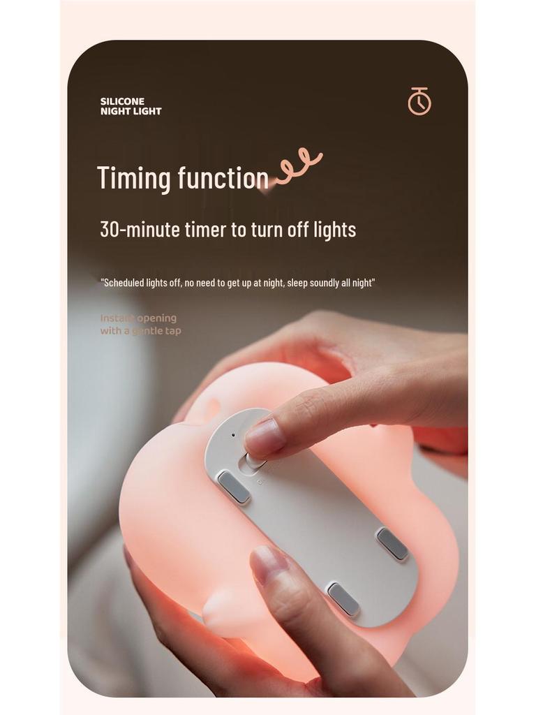 Best-Selling Silicone Pig Night Light - Tap to Light, Eye-Friendly Atmosphere, Rechargeable LED