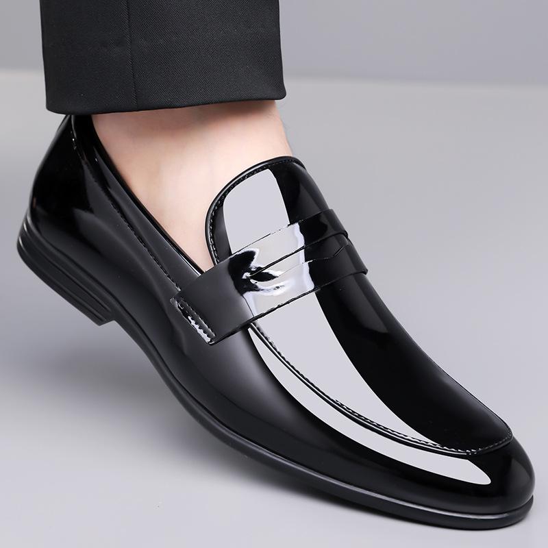 Bright Leather Lacquered Men's Spring New Korean Version of Casual Small Leather Shoes for Men's British Versatile One-pedal Lazy Shoes for Men