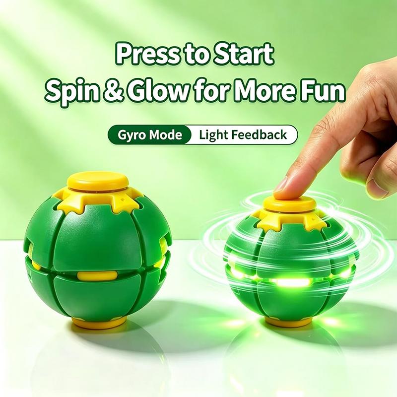 Led Magic Press To Spin Stress Relief Fidget Balls Autism Adhd Focus Quiet Cool Gadgets Unique Gifts For Kids & Adults