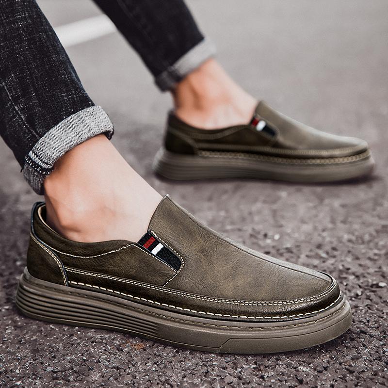 Spring Luxury Loafers Men Slip-on Thick-soled Shoes Fashion Business Formal Outdoor Leather Casual Board Shoes with Thick Soles