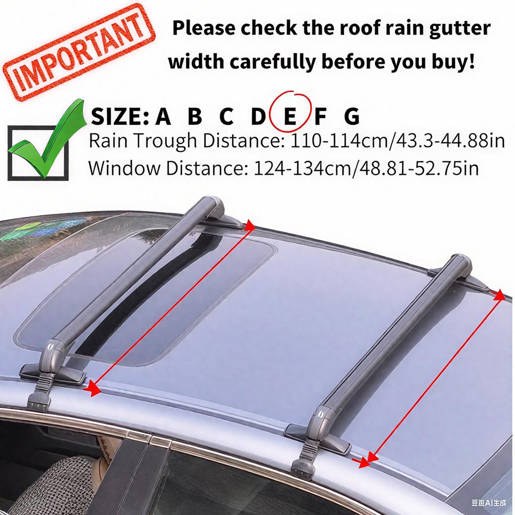 Car Roof Bars for 4-5 Door Cars 165.34LBS Max Load 39.37IN Length with 2 Keys Non-destructive Installation Anti-theft Stable