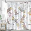 1pc Dragonfly and Leaves Shower Curtain - Natural Watercolor Pattern, Machine Washable, Polyester Fabric, Machine Washable