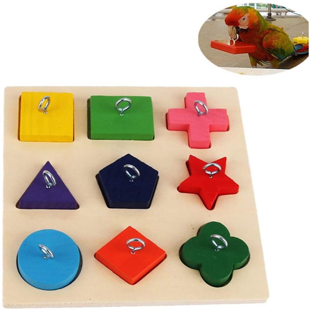 Budgies Intelligence IQ Training Playing Interactive Colorful Wooden Bird Toys Parrot Block Puzzles