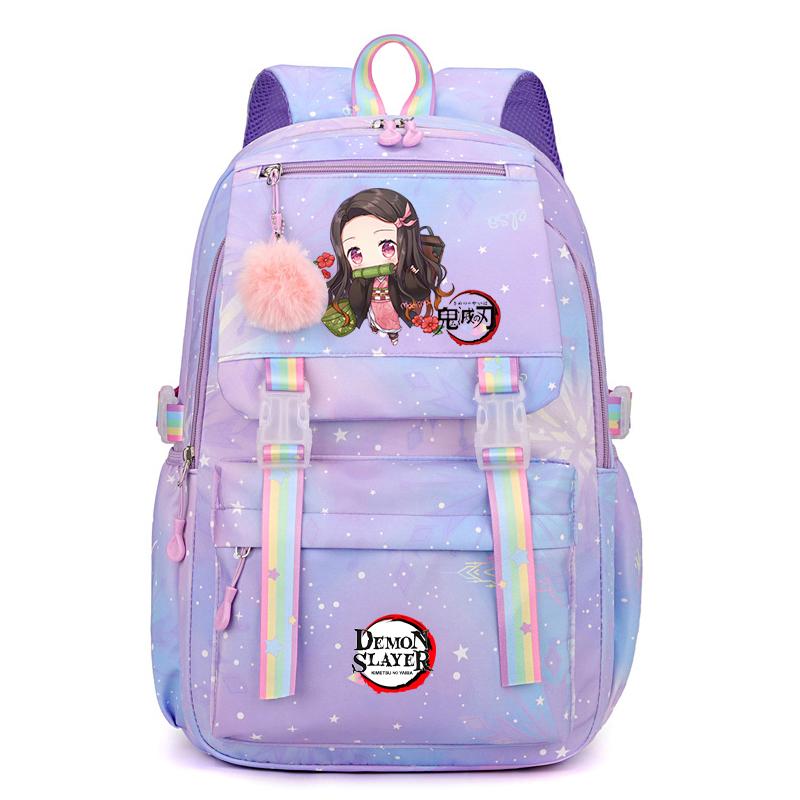 Anime Demon Slayer Backpack Computer Bagpack Sweet Soft Backpack Printed Girl Lightweight Schoolbag for Women Travel Leisure Bag Rucksack Mochila