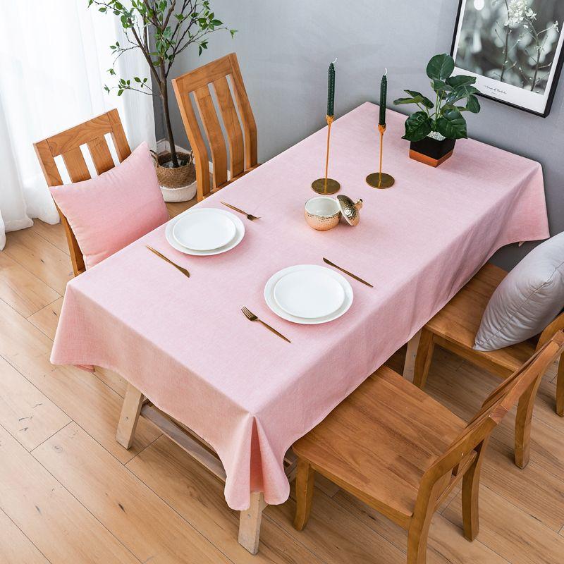 

Nordic Japan fashion Solid Tablecloth Table Runner Rectangular Cotton Linen Tablecloth Fabric Small Fresh Restaurant Coffee Table Tablecloth Light pink (just tablecloth) 90*90cm