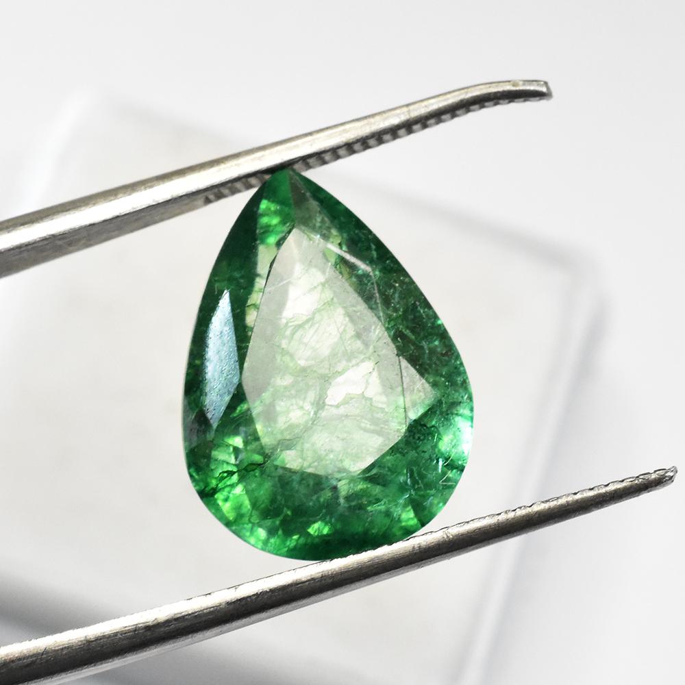 Natural Green Emerald Loose Gemstone 8.55 ct Pear Cut for Jewelry Making and Gem Collections