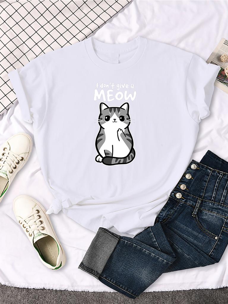 Lovely Cat Printing Women Tshirts Street Breathable New Short Sleeve Casual Fashion Tee Shirt Summer Cool Comfortable Clothing