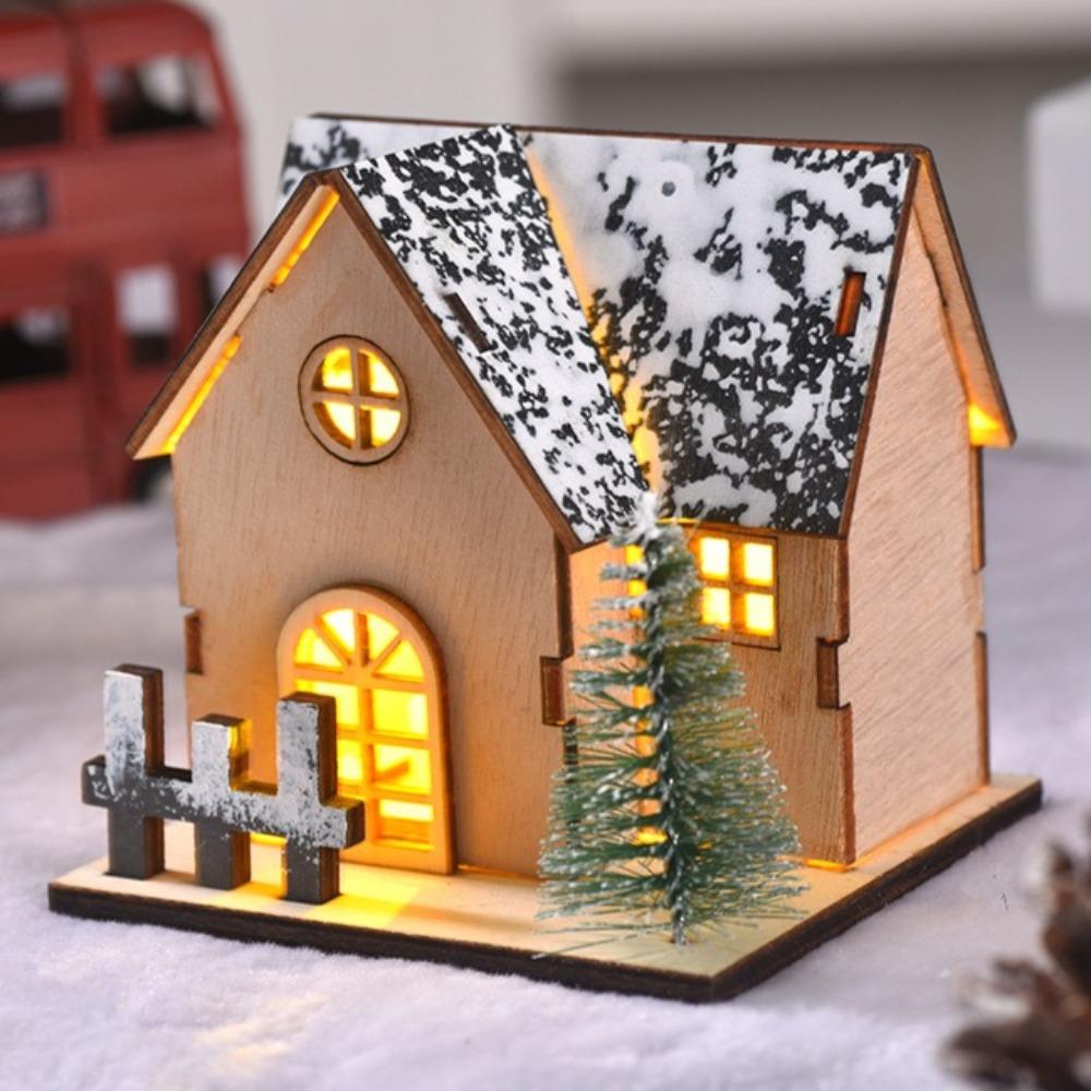Glowing Christmas Cabin House With Led Lights Christmas Story Village Houses Festival Ornament Christmas Atmospheres Decor Props
