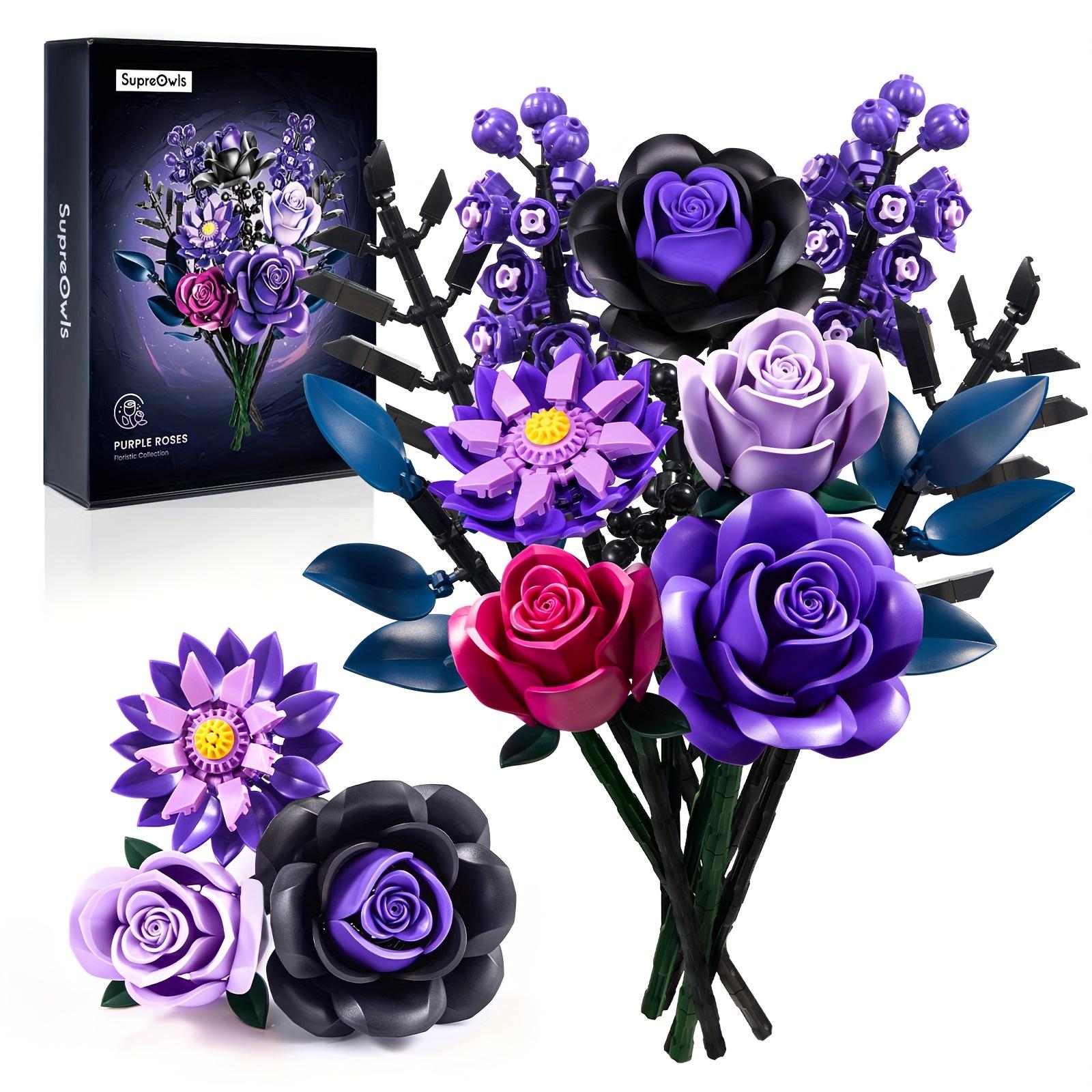 Purple rose building block toy, preserved bouquet, home decor, adult and women s gift building block toy Purple Rose Bouquet