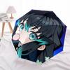 1pc Anime Character Lollipop Design Automatic Opening Umbrella with Cherry Blossom Pattern - Portable 3-Fold Design, 8-Rib Iron Frame Outdoor Umbrella