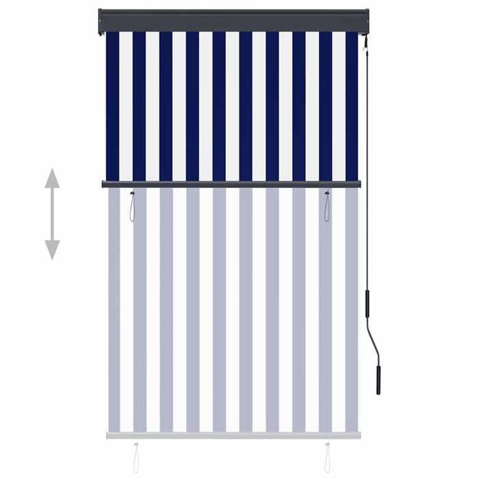 Exterior Blind - Roller Blind - 100 X 250 Cm - Blue and White - Manual UV Protection