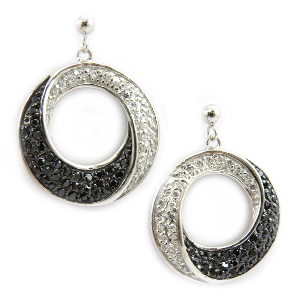 Les Trésors De Lily [G9013] - Silver Earrings 'Romy' Black White
