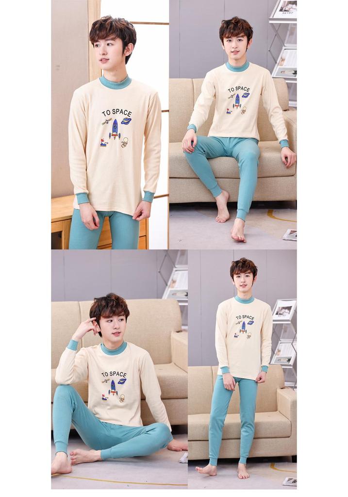 Children's Cotton Wool Thermal Long Johns Set for Boys & Teens - Medium to Large Sizes, Autumn