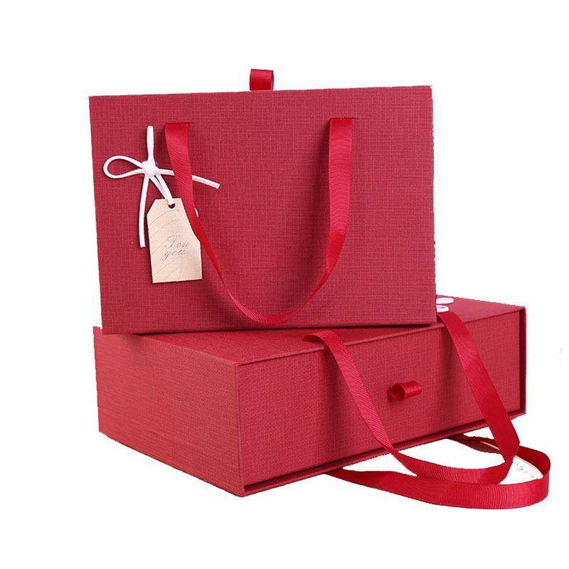 Red Rectangular Large Gift Box for Scarf, Gloves, & Thermos Souvenir