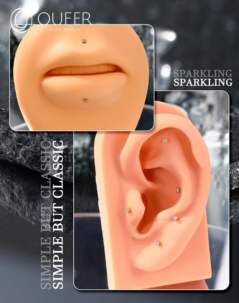 OUFER Body Piercing Titan 20G Lip Nose Piercing Stud 5681012mm Label Earring Jewelry Threadless Nose Bar Push-in Trague Conch Lobe Piercing Bar