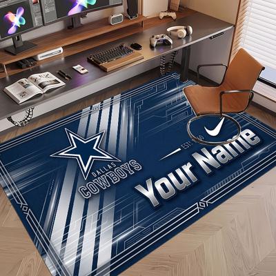 Custom Rug Dallas Cowboys Pattern Print Name Text Soft Non‑Slip Floor Carpet for Home Indoor Decoration