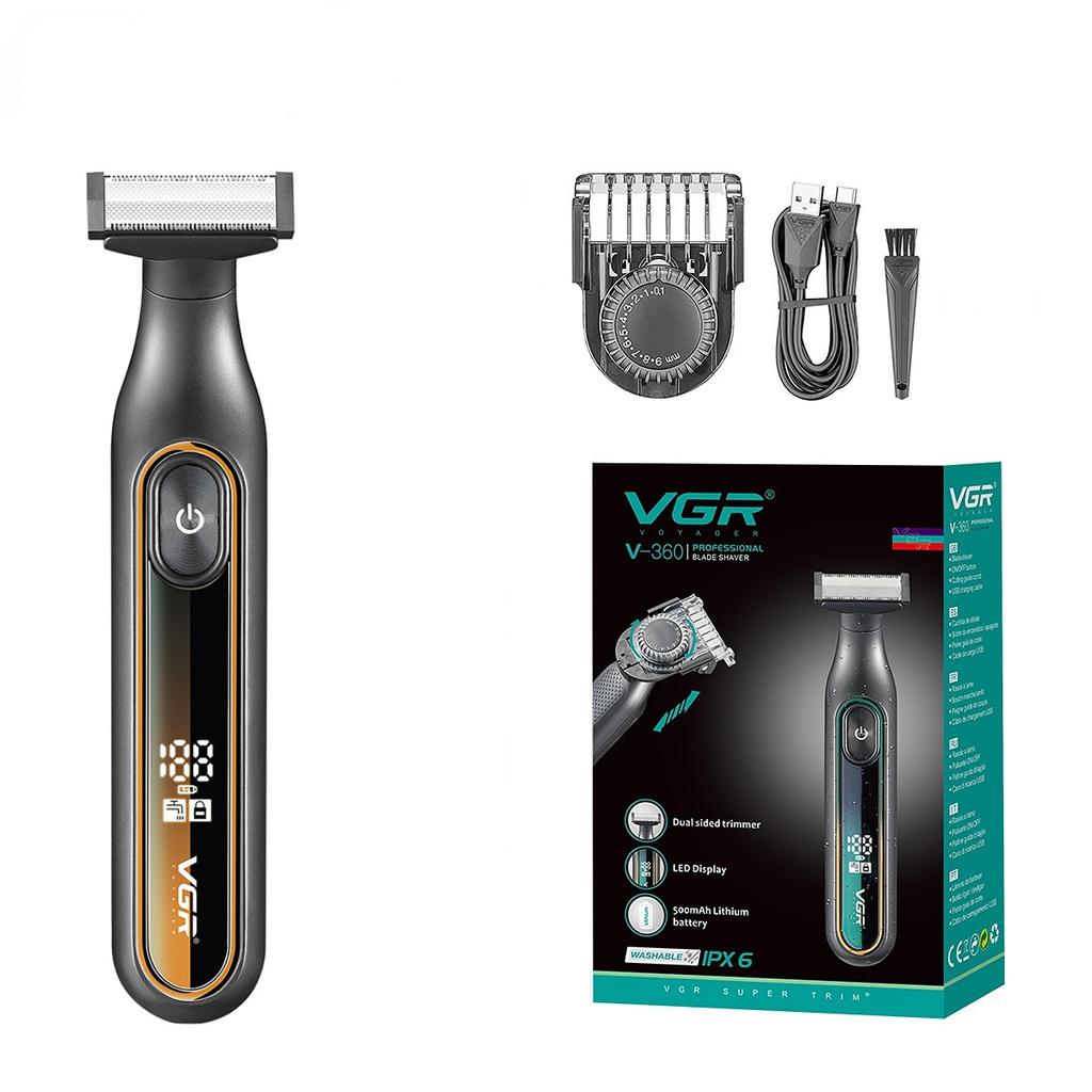 VGR Electric Shaver Professional Shaving Machine Portable Razor Waterproof Beard Trimmer Digital Display Shaver for Men V-360