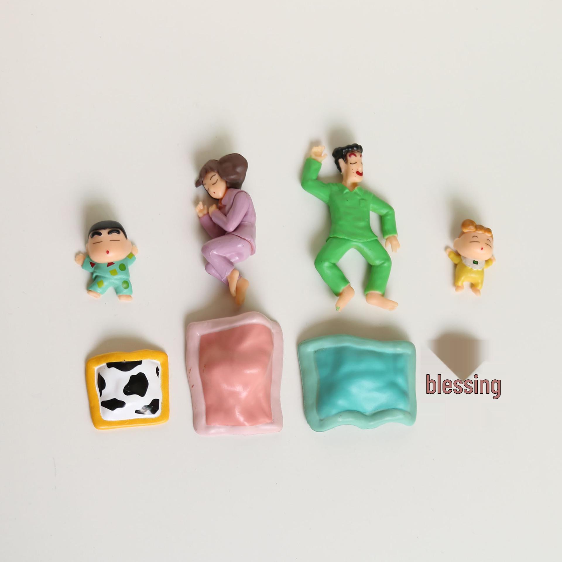 4 Sleepy Cartoon Family Figure Magnets – Cute Fridge Figurine Accessories
