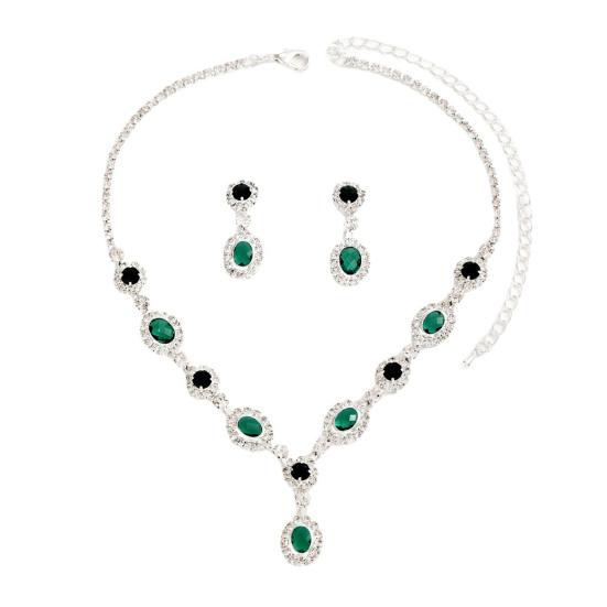 

1 Набор Свадебное Ожерелье и Серьги Женский Ретро Набор Ювелирных Изделий со Стразами зелёный