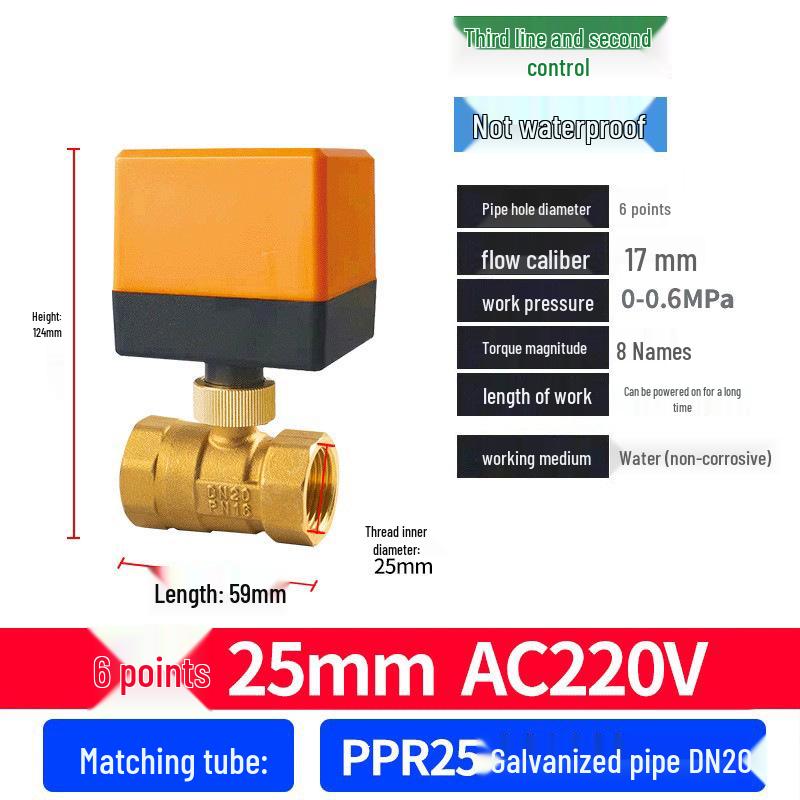 220V DN15 Měděný závitový elektrický kulový ventil pro regulaci vody